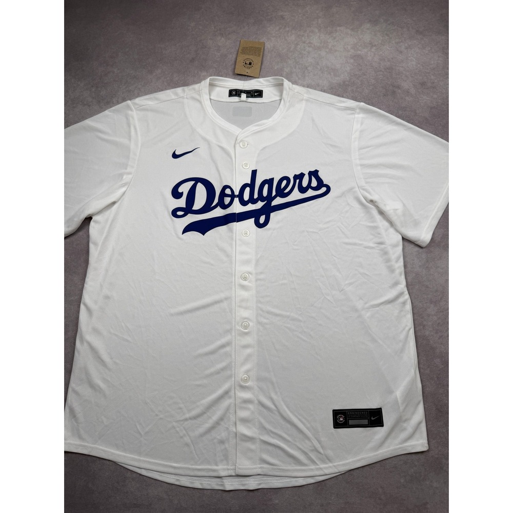 NWT Nike Los Angeles Dodgers MLB Baseball Jersey Mens XL White Blue Button Front